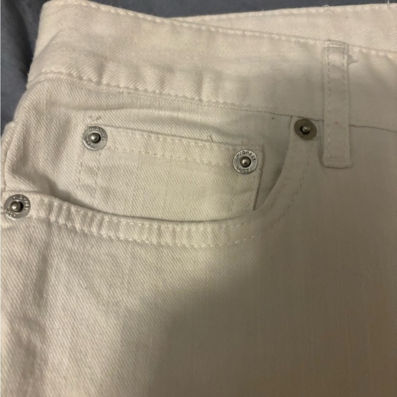 MICHAEL KORS White Denim Jeans Size 16 StraightLeg 5 Pockets Stretch Silver Logo - Picture 9 of 14